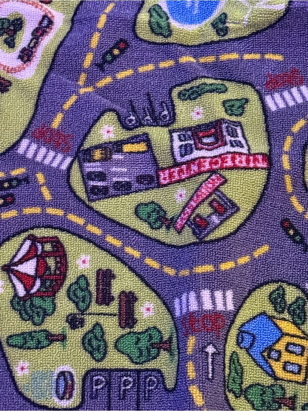 Children's Road Play Rug - Bright Green Town Map